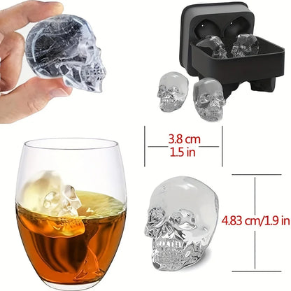 Skull Ice Ball Mold – 3D Silicone Ice Cube Tray, BPA-Free for Freezer & Cocktails