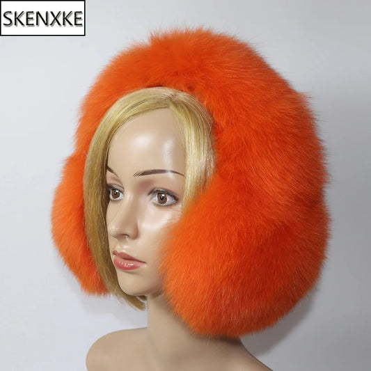 Real Fox & Raccoon Fur Earmuffs – Warm Winter Ear Warmer for Women and Girls, Plush Genuine Fur Accessory