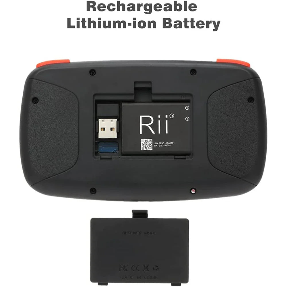 Rii i4 Mini BT Wireless Keyboard with Touchpad - 2.4GHz Backlit Mouse Remote for Windows, Android TV Box, and Smart TV