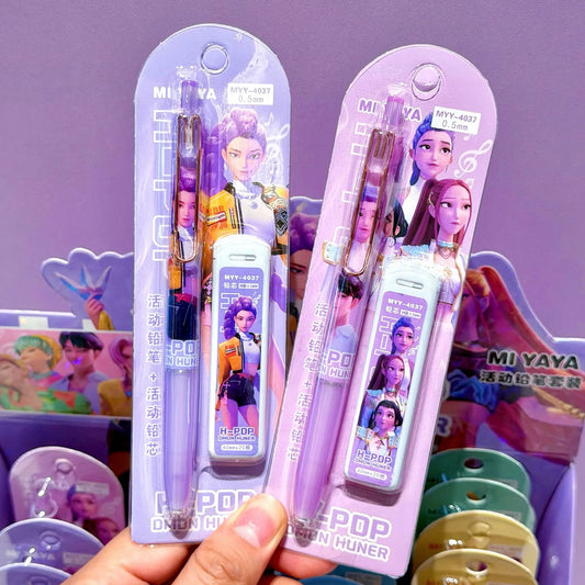 Kpop Demon Hunter Automatic Pencil – 0.5mm Lead Art & Drawing Pen for Students & Kids (Random 1/2/4pcs)