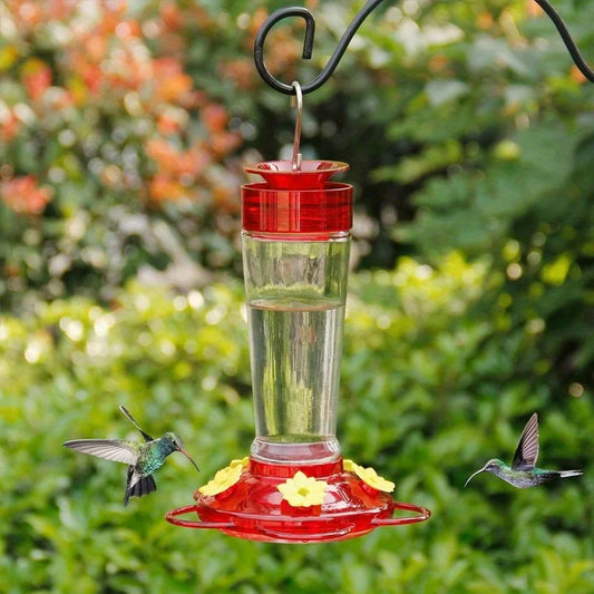 Suspended Hummingbird Feeder – 13.5oz Bird Feeder with Hook and 5 Nectar Feeding Ports