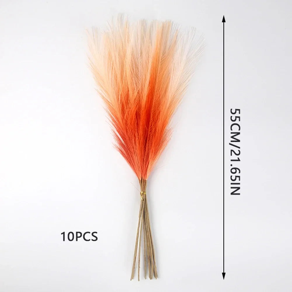 10PCS Artificial Pampas Grass – Fake Reed Flowers for DIY Floral Arrangements, Table Decor, Weddings & Home Christmas Decoration