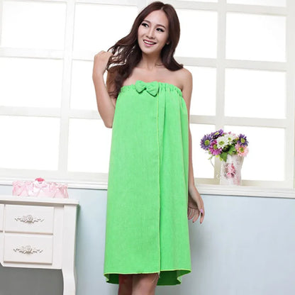 Women’s Sexy Microfiber Bath Towel Wrap – Super Absorbent Spa Bathrobe Body Bow Gown Towel
