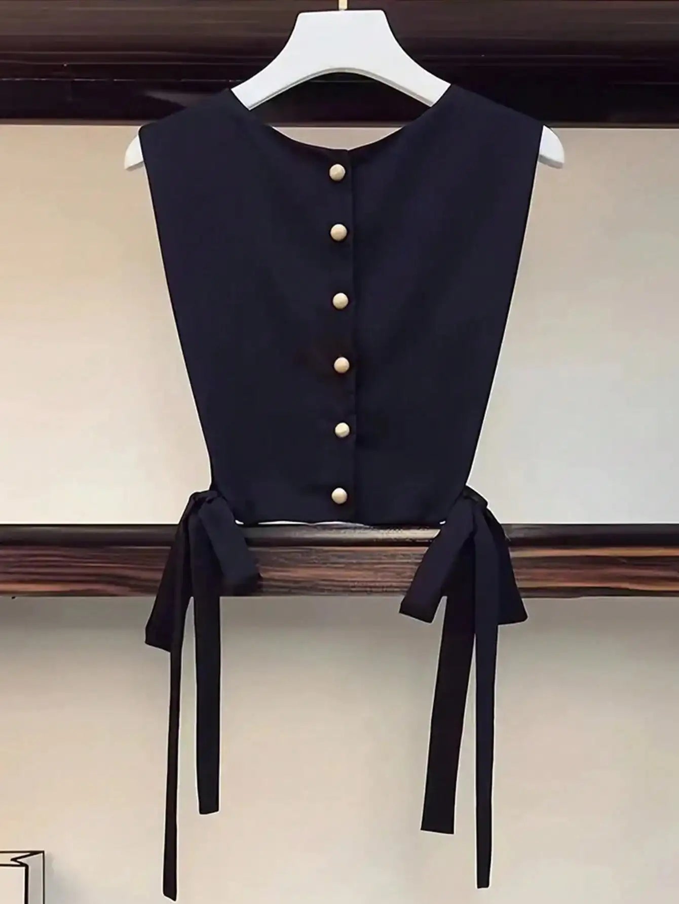 Women’s Colorblock Button-Front Shirt – Loose Fit Blouse with Tie Detail