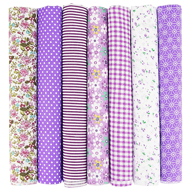 7-Piece 50x50cm Cotton Patchwork Fabric Set – Handmade Sewing Quilting Cloth for Needlework & DIY Crafts