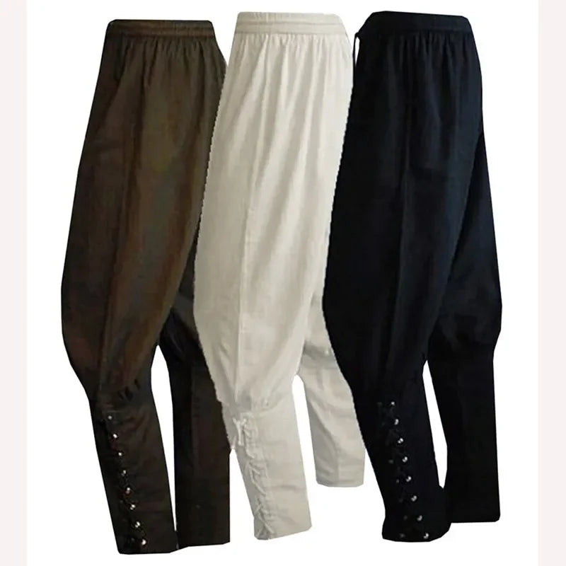 Pirate Cosplay Pants for Men — Renaissance Medieval Gothic Costume Trousers, Plus Size 3XL