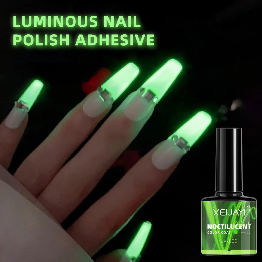 8ml Glow-in-the-Dark Luminous Gel Nail Polish – Semi-Permanent Soak-Off UV/LED Top Coat for Nail Art