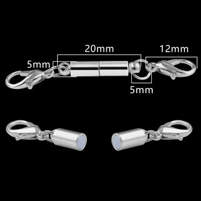 Magnetic Jewelry Clasp - Strong Metal End Connectors with Lobster Clasp for DIY Bracelets & Necklaces