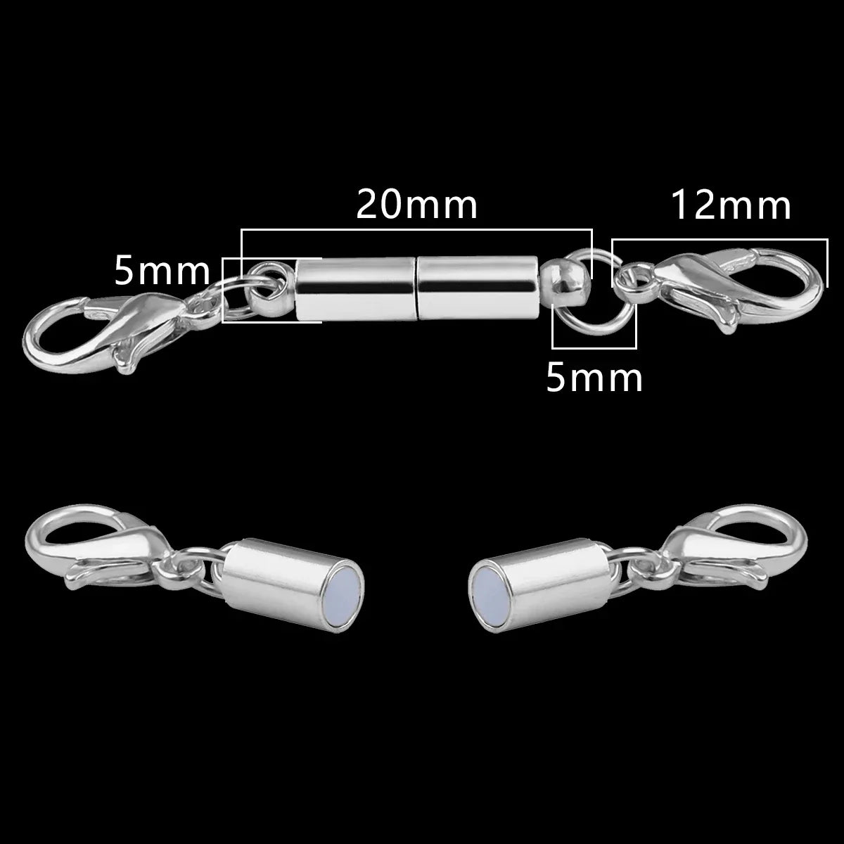Magnetic Jewelry Clasps - Strong Buckle Connectors with Lobster Clasps for DIY Bracelets, Necklaces & Jewelry Making