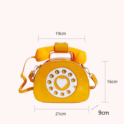Women’s Creative Telephone-Shaped Crossbody Bag – Retro PU Leather Small Shoulder Handbag
