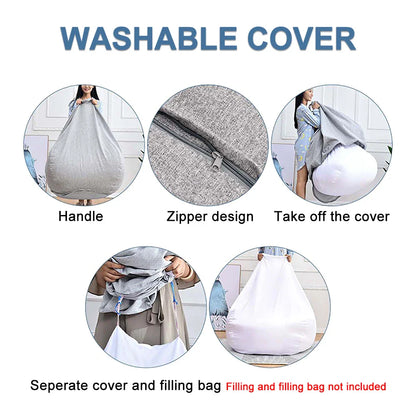Large Lazy Bean Bag Sofa Cover – Comfortable Tatami Lounger Seat Cover for Living Room & Bedroom (No Filler)