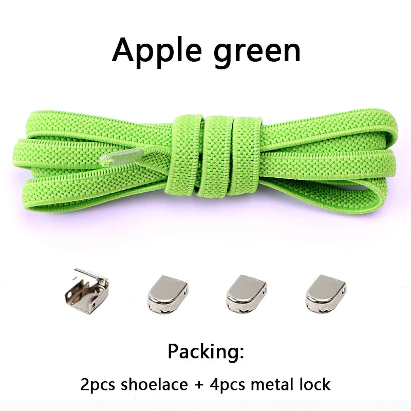 No-Tie Elastic Shoelaces – One Size Fits All Sneakers for Adults & Kids, Flat Tieless Shoestrings
