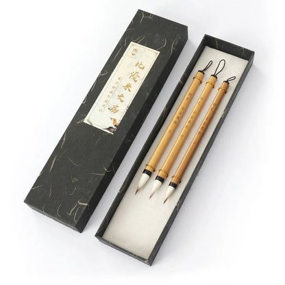3Pcs Calligraphy Brush Set – Wool Hair Ink Painting Brushes for Traditional Watercolor, Drawing & Art Supplies