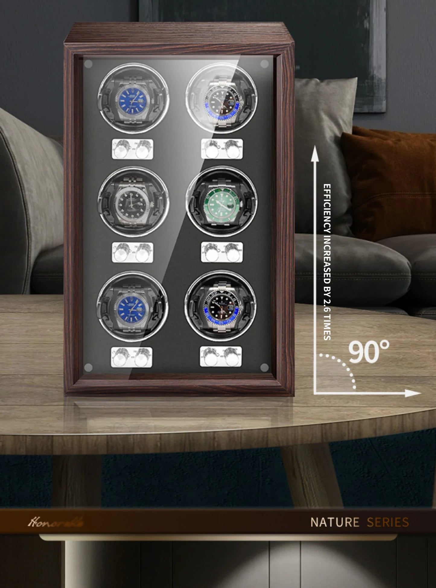 IBBETON Luxury Wood Watch Winder – High-End Automatic Watch Box (2/4/6 Slots) with Mabuchi Mute Motor & Storage Cabinet