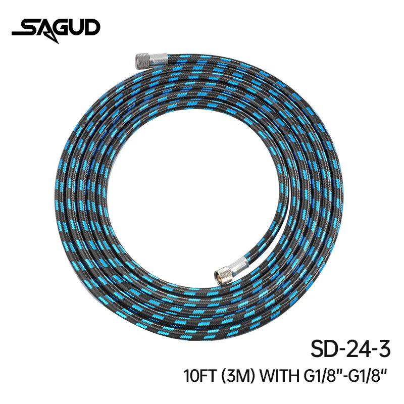 1.8m Nylon Braided Airbrush Hose with 1/8” Thread & 1/8” Male to 1/4” Female Fitting Adapter for Airbrush Accessories