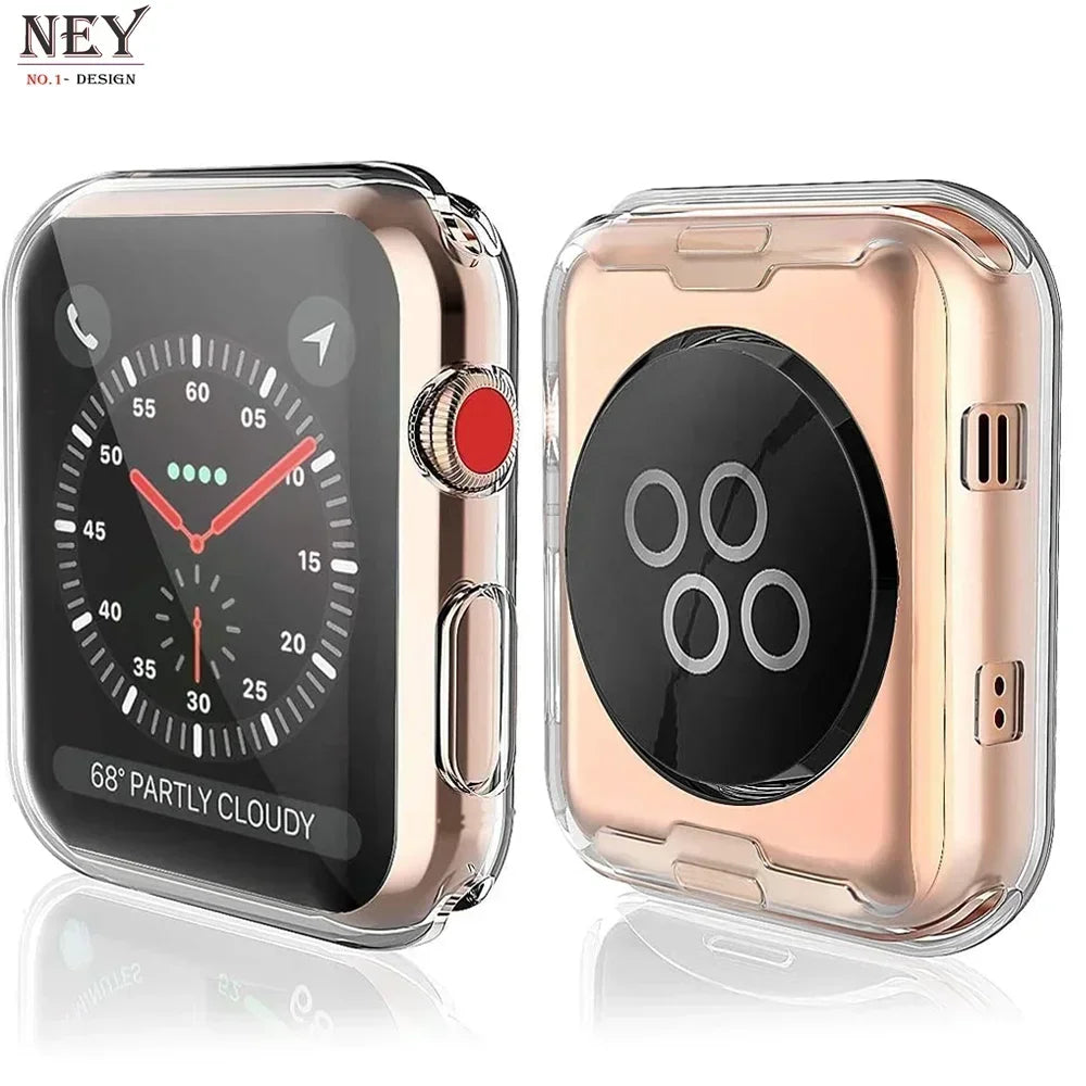 Soft TPU Full Case Screen Protector for Apple Watch Series 2-10 & SE/Ultra – 41mm-49mm iWatch Cover
