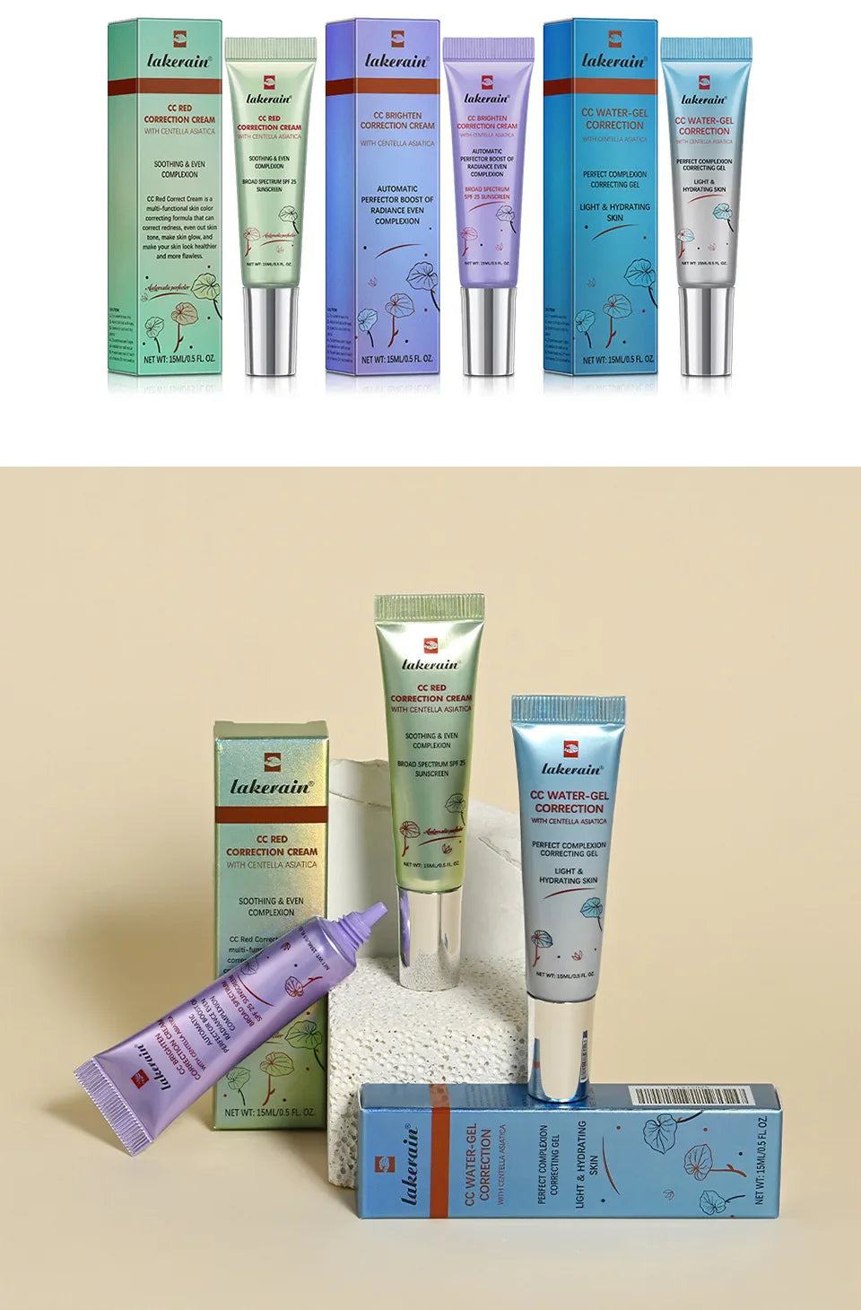 CC Red Correction Cream Primer – Moisturizing Waterproof Base with Centella Asiatica for Concealer & Foundation Prep