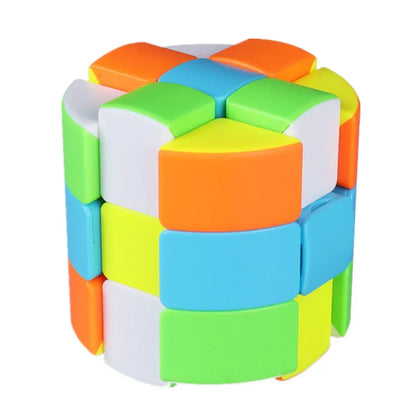 QiYi ECube Cylindrical 3x3 Magic Cube – Stickerless Strange Shape Twisty Puzzle Educational Learning Toy for Brain Training