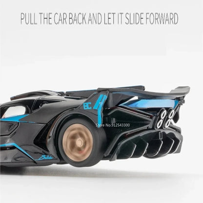 1/32 Bugatti Bolide Alloy Sports Car Model — Diecast Metal Vehicle with Sound & Light, Pull-Back Toy for Boys