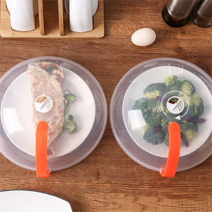 Microwave Food Cover Plate with Vents — Heat-Resistant Splatter Protector Lid, Thickened Clear Anti-Splash Cover for Kitchen Use