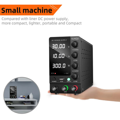 KUAIQU Adjustable DC Power Supply – Lab Bench 30V 10A, 60V 5A, 120V 3A with Preset Current & USB Interface