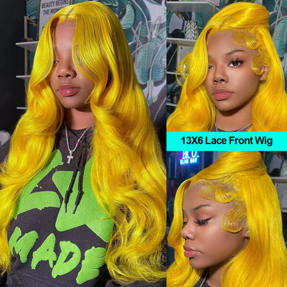 Light Yellow 613 HD Lace Frontal Wig – 13x6 Transparent Lace, Body Wave 200% Density Human Hair Wig for Women