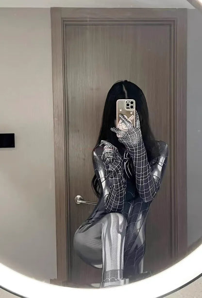 Sexy Black Cat Superhero Cosplay Costume – Spider-Woman 3D Printed Jumpsuit for Girls Halloween & Christmas