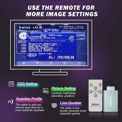 Bitfunx GC Video HDMI Adapter – Digital AV to HDMI Converter for Nintendo GameCube NGC DOL-001 Console