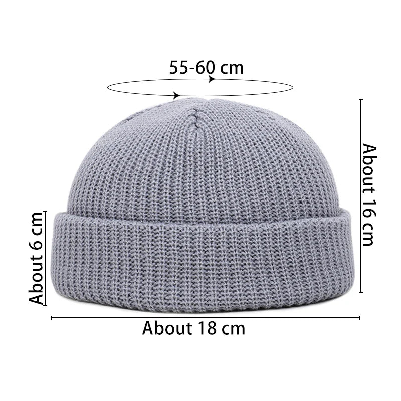 Unisex Solid Color Knit Beanie - Warm Brimless Winter Hat for Men and Women, Hip Hop Style Skullcap