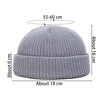 Unisex Solid Color Knit Beanie - Warm Brimless Winter Hat for Men and Women, Hip Hop Style Skullcap