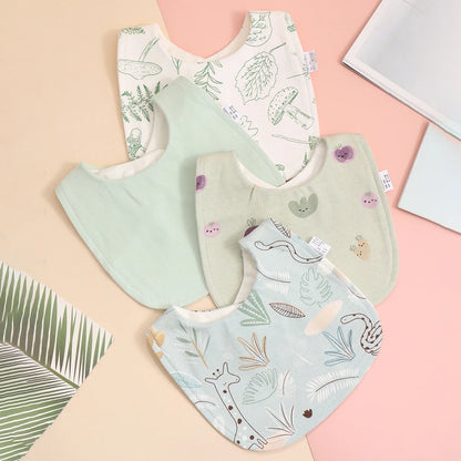 Cotton Baby Bib Set - Adjustable Soft Infant Feeding Bibs Burp Cloths Bandana Scarf for Boys & Girls