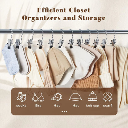 Stainless Steel Clothespins with Hook – Portable Laundry Organizer for Efficient Clothes Management & Hanging
