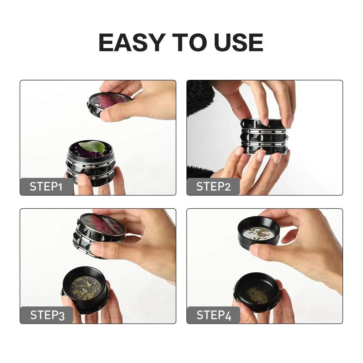 63mm 4-Layer Herb Grinder — Aluminum Alloy Spice Cutter with Lightning-Shaped Transparent Design