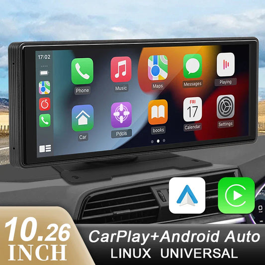 10.26” Car Mirror Multimedia Player – Wireless CarPlay & Android Auto Touch Screen with Bluetooth, AUX & USB Support
