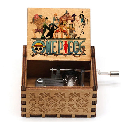 Antique Carved Wooden Hand Crank Music Box – Onepiece Figure, Perfect for Halloween & Christmas Birthday Gifts