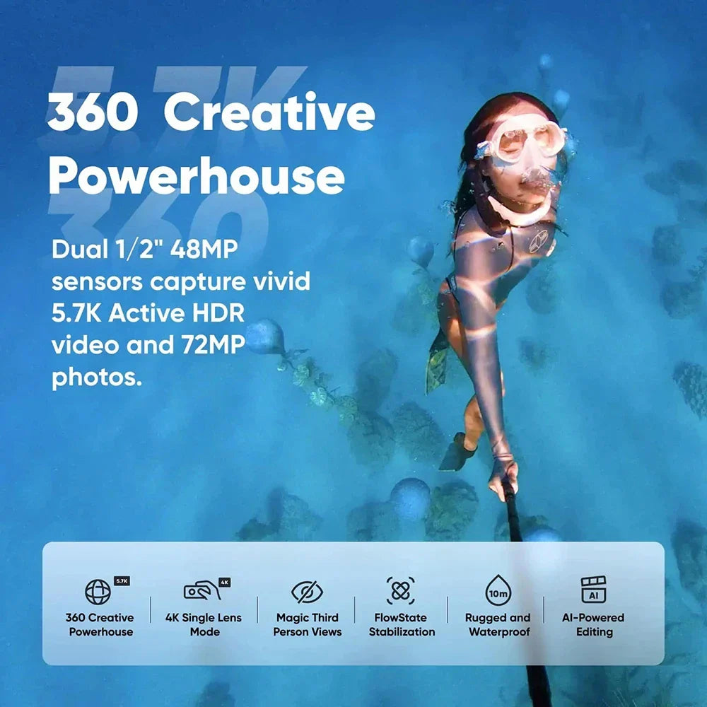 Invisible Dive Case for Insta360 X3 – Waterproof 50M Diving Protector Shell for Insta360 X3 Accessories (2023)