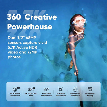 Invisible Dive Case for Insta360 X3 – Waterproof 50M Diving Protector Shell for Insta360 X3 Accessories (2023)