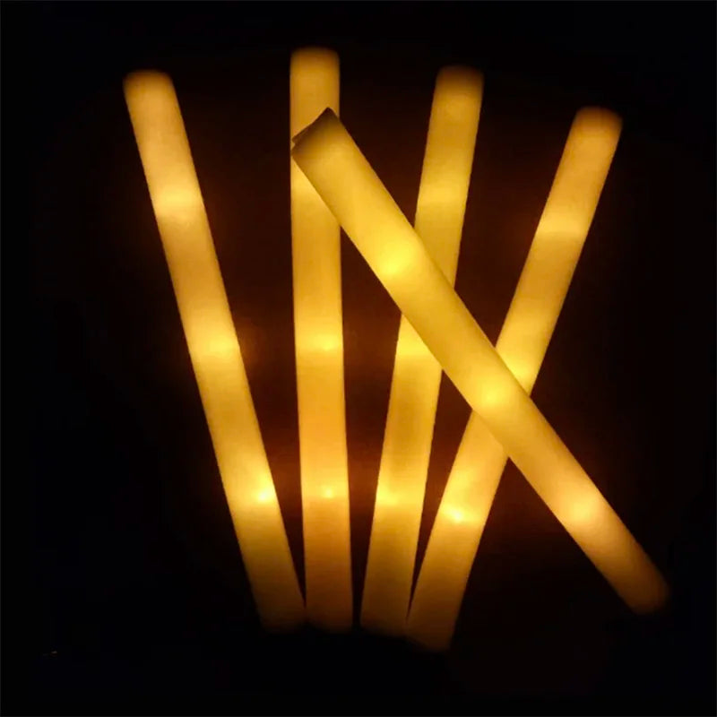 60Pcs RGB LED Glow Sticks – Colorful Foam Cheer Tubes for Dark Light, Birthday, Wedding, and Party Supplies
