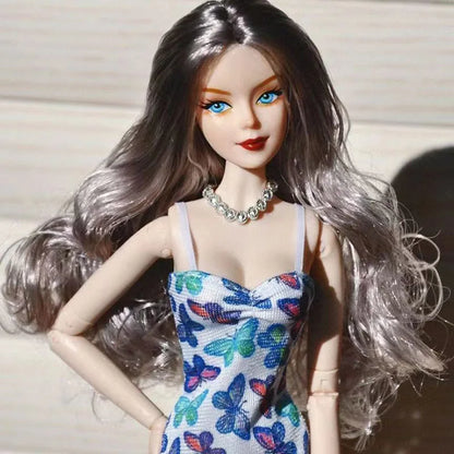 30cm Lady Doll Head – Big Wavy Curly Hair, 1/6 Dress-Up Accessory for Girls DIY Toys
