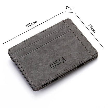 Mini Men’s Card Holder Wallet — Slim PU Leather Wallet with Zipper Coin Pocket, Magic Closure, Credit Card Case, Small Men’s Purse