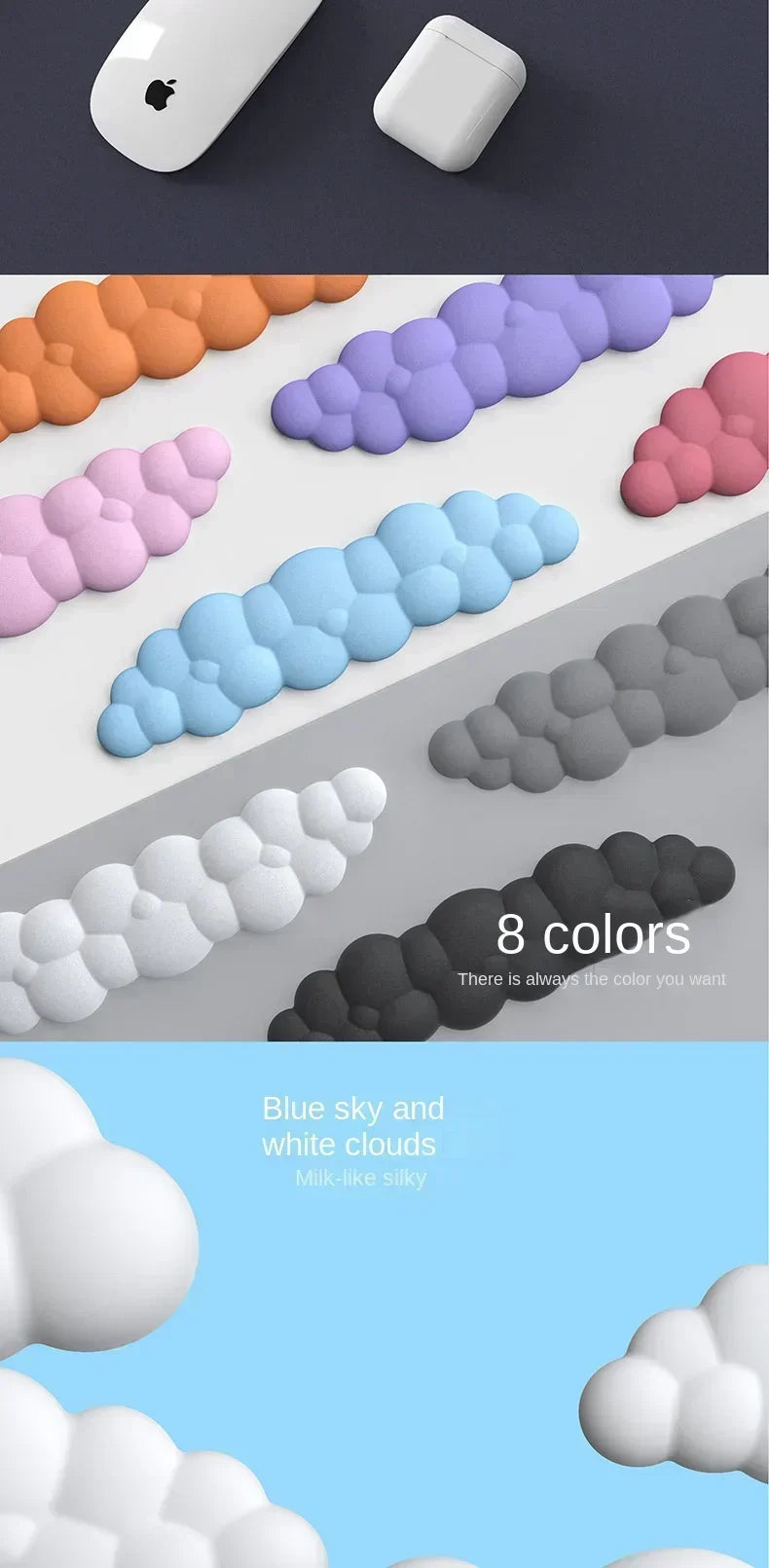 Memory Foam Mouse Pad with Wrist Rest – Anti-Slip Keyboard Cloud Desk Pad for Office & Gamer Comfort