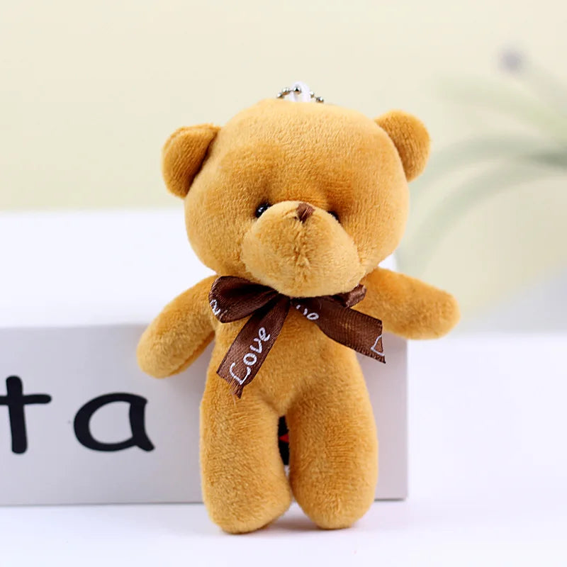 10pcs Mini Bear Plush Keychain — Soft Stuffed Doll Bag Pendant, Cute Toy for Wedding Decoration & Birthday Gift