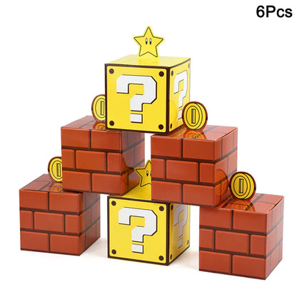 6PCS Question Block Gift Boxes – Kids Video Game Party Favors, Candy Treat Boxes & Decorations 10cm