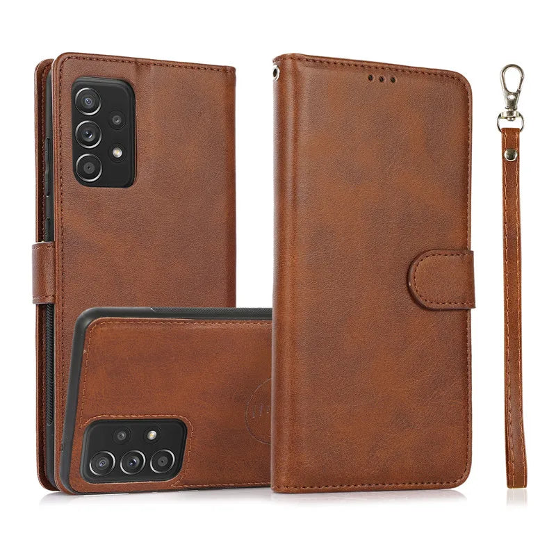 Samsung Galaxy A16–A15–A55–A14–A34–A54–A13–A33–A53–A73–A52–A72–A51 Case - Magnetic Flip Leather Wallet Cover with Card Slots