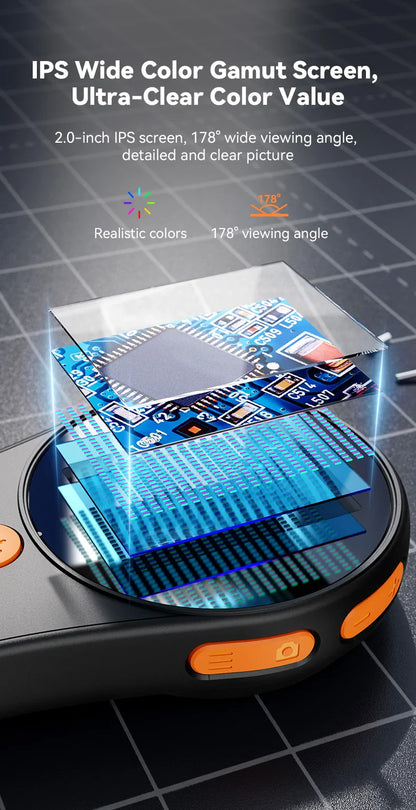 2.0 Inch 500X Digital Microscope - 1080P Video Coin Microscope with Magnifying Glass & 8 LEDs, for Electronics Repair, Windows/Mac