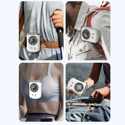 Neck Hanging Portable Fan – Silent Mini Cooling Fan with Strong Wind, USB Rechargeable, Outdoor & Desktop Use