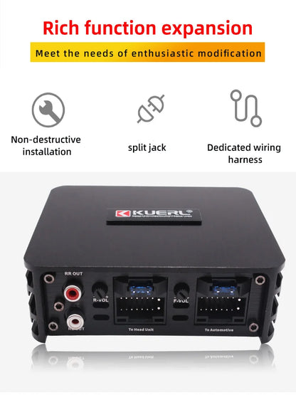 Class AB 4*60W Car Power Amplifier – DSP Audio Speaker for Android, Non-Destructive Installation, Dedicated Amp for Large Screens