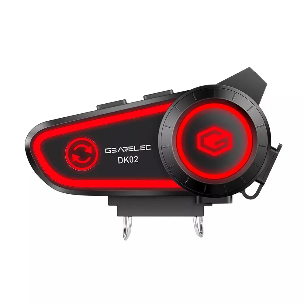 GEARELEC DK02 Motorcycle Helmet Headset - Stereo Bluetooth Hands-Free Call, IPX7 Waterproof, 2800mAh with Tri-Color Ambient Light