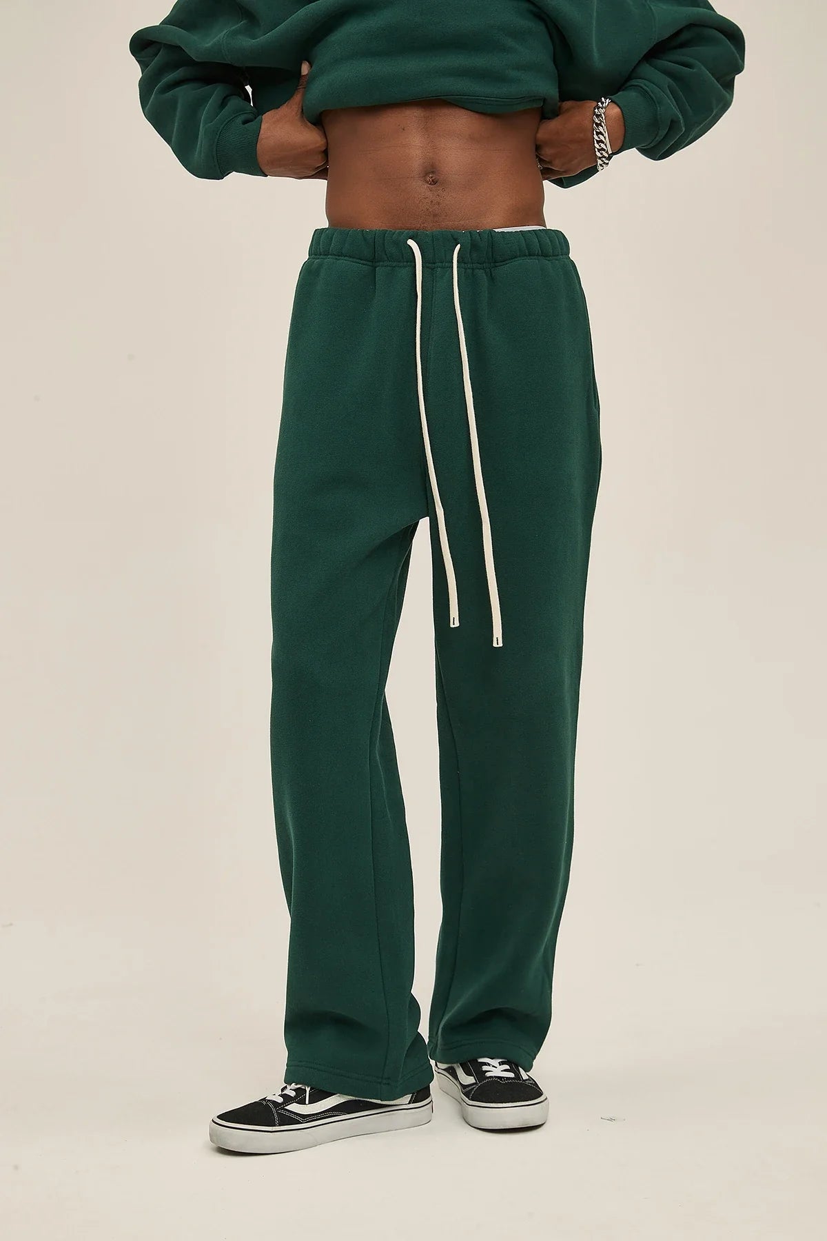 Straight-Lined Solid Color Cashmere Sweatpants – Soft Cozy Lounge Pants