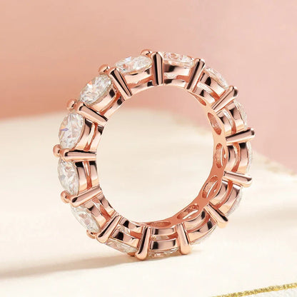 Smyoue Rose Gold Moissanite Ring for Women 3/3.5/5mm — 925 Sterling Silver Sparkling Wedding Band with GRA Certificate